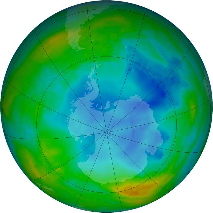 Antarctic ozone map for 19 July 2003
